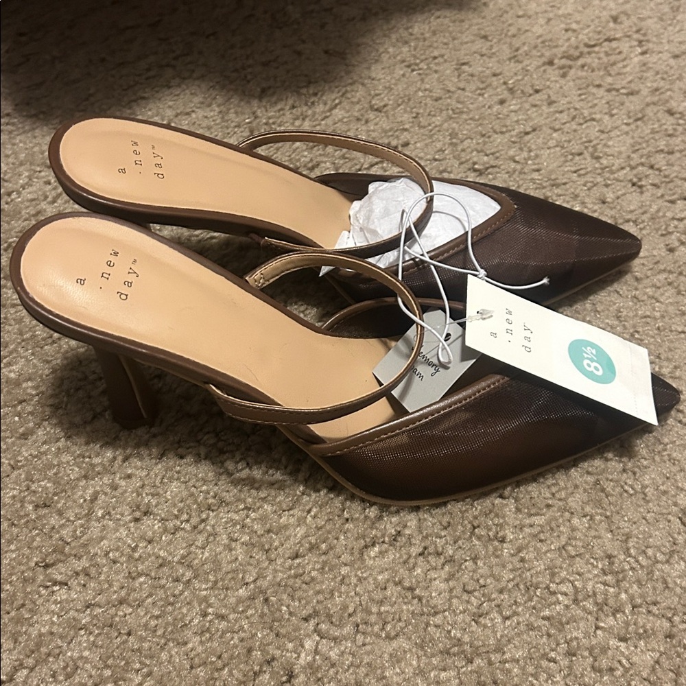 A New Day Chocolate Brown Pointed-Toe Slides - Picture 2 of 3